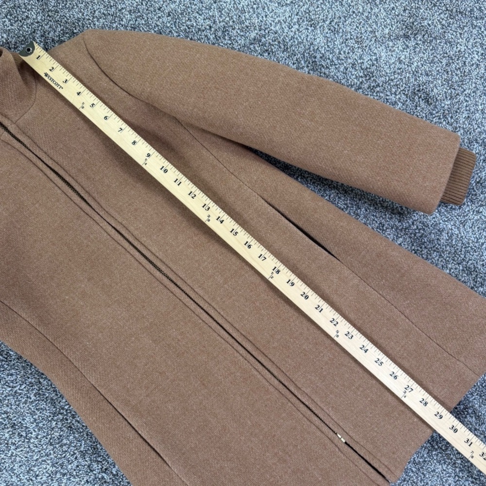 J.Crew Italian Stadium Cloth Wool Coat Brown Nello Gori Zip Up Womens 0 Petite - Picture 10 of 12